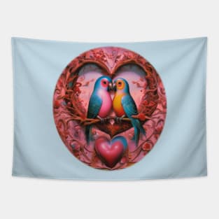 Valentine’s Day lovebirds snuggling up Tapestry