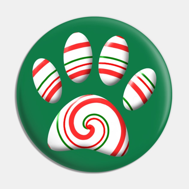 Peppermint Swirl Dog Paw In Red Green White Pin by Braznyc