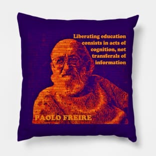 Paulo Freire Pedagogy of the Oppressed Quote on Liberating Education Psychedelic Orange Pillow