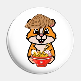 Funny hamster is eating noodles Pin