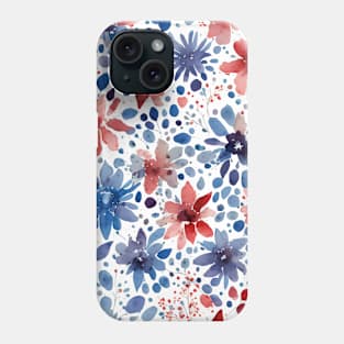 Red, White, and Blue Patriotic Watercolor Flowers - a modern art way to wear the colors of the United States of America ... the good ol' USA. Show your American Pride! Phone Case