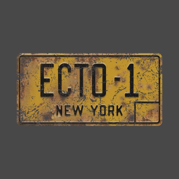 Ecto-1 Rusty and Weathered Licence Plate (Ghostbusters) by GraphicGibbon