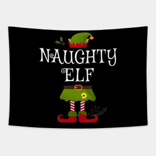 Naughty Elf Shirt , Family Matching Group Christmas Shirt, Matching T Shirt for Family, Family Reunion Shirts Tapestry