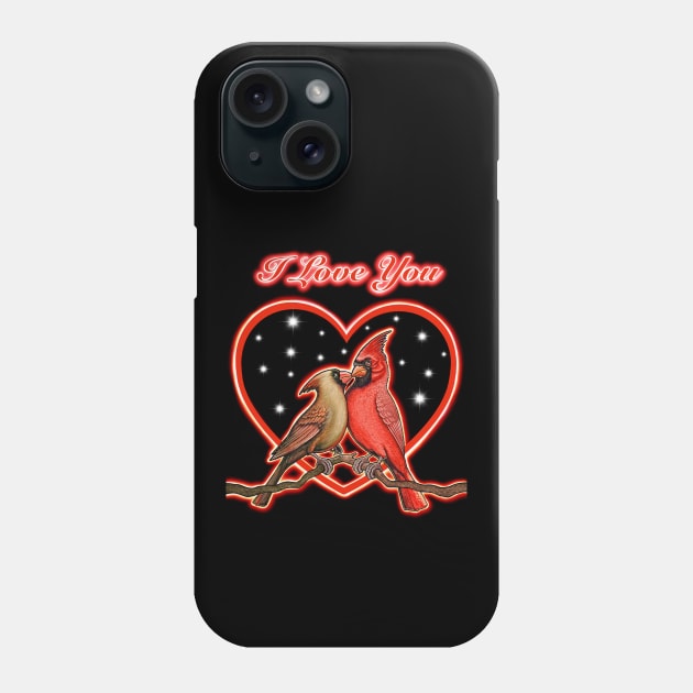 Red Cardinal bird heart I love you Phone Case by Artardishop