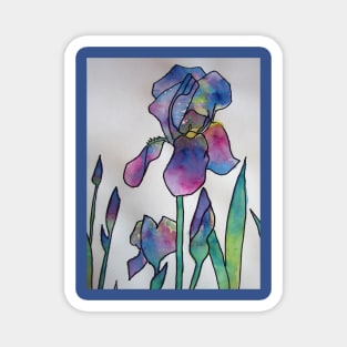 Purple Rainbow Iris Watercolor Painting Magnet