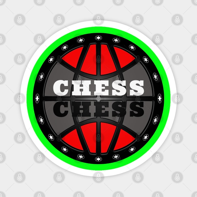 Chess Logo in Black, White and Red Magnet by The Black Panther