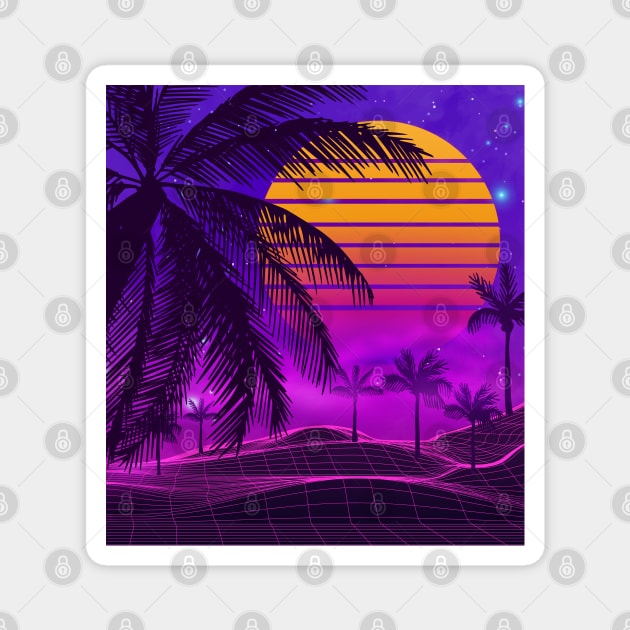 80s sunset synthwave Magnet by edmproject