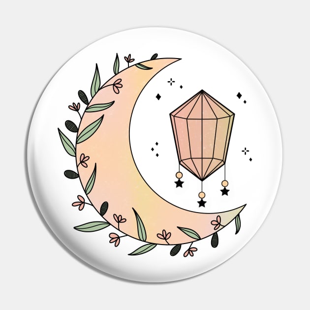 Crystal Floral Moon Sunset Pin by ontheoutside