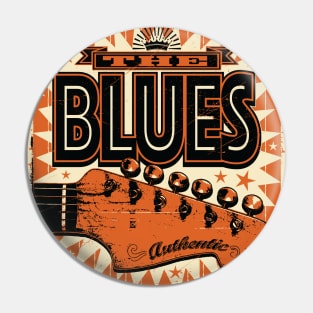 Bold Retro Style Blues Poster Pin