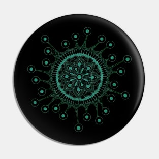 Virus Mandala (black/teal) Pin