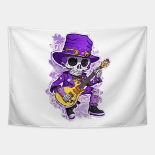 cool skeleton with guitar Tapestry