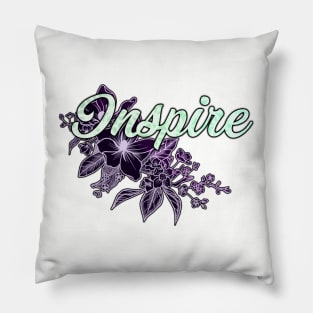 'Inspire' Floral Typography Design- Purple Pillow