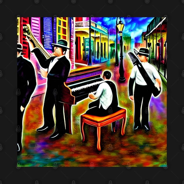 Musicians Playing In The French Quarter Of New Orleans by Musical Art By Andrew