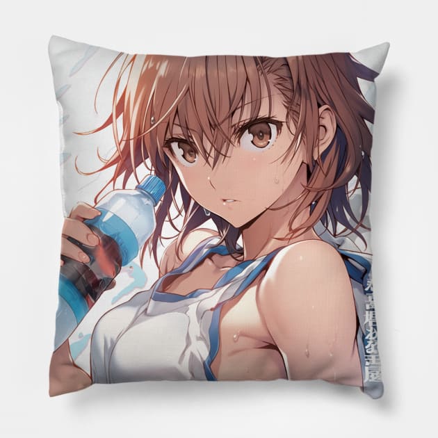 misaka workout Pillow by WabiSabi Wonders