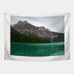 A Red Canoe on Emerald Lake Tapestry