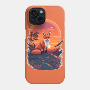 Sunset Fox: Graceful Wildlife Beneath the Setting Sun Phone Case