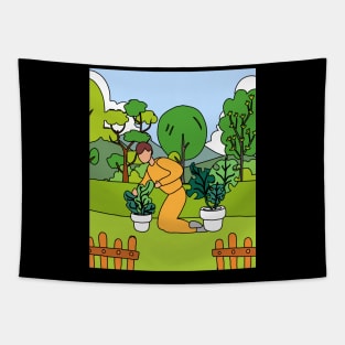 Retro Hobby Gardener Garden Gardener Tapestry