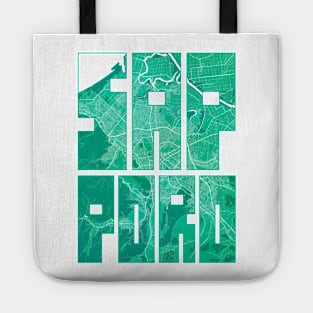 Sapporo, Japan City Map Typography - Watercolor Tote