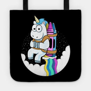 Cute Unicorn rocket rainbow crayon Tote