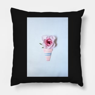 Printed Paper Quilling Art. Paper Rose Pot. Botanical art Pillow