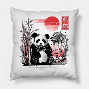 Panda red sun Pillow