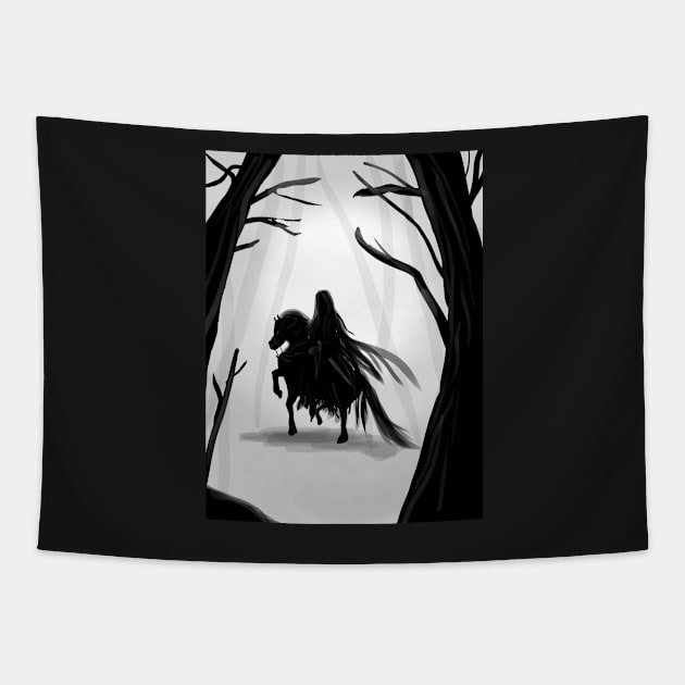 Black rider on a horse | Artprint Tapestry by Archana7