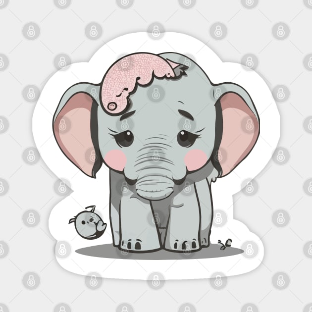 Kawaii Elephant Delight - Embrace the Adorable Charm Magnet by Moulezitouna