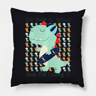 100 Days Of School Of 100Th Day Loving Magical Cute Dinosaur Pillow