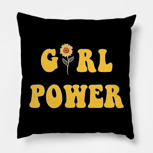 Girl Power - Groovy text with Sunflower Pillow