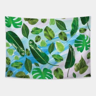 Realistic Green Leaves Pattern Tapestry