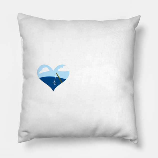 I love Fishing heart Pillow by Dreadful Scrawl 666