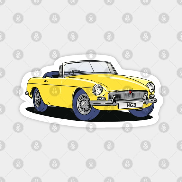 MGB Vintage Car in Gold Yellow Magnet by Webazoot