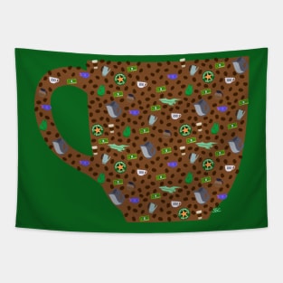 100 Cups of Coffee (Shape) Tapestry