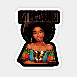 Melanin Afrocentric Black Pride Afro Queen Magnet