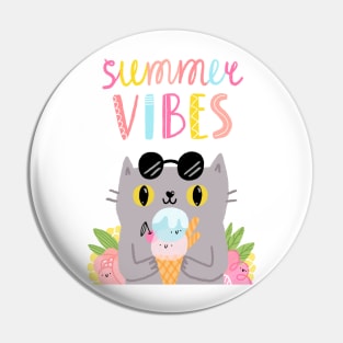 SUMMER VIBES CAT CHILLING BEACH TSHIRT Pin