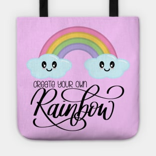 Create Your Own Rainbow with Kawaii Cute Clouds in Pink Tote