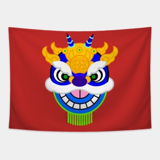 CNY: BLUE LION HEAD Tapestry