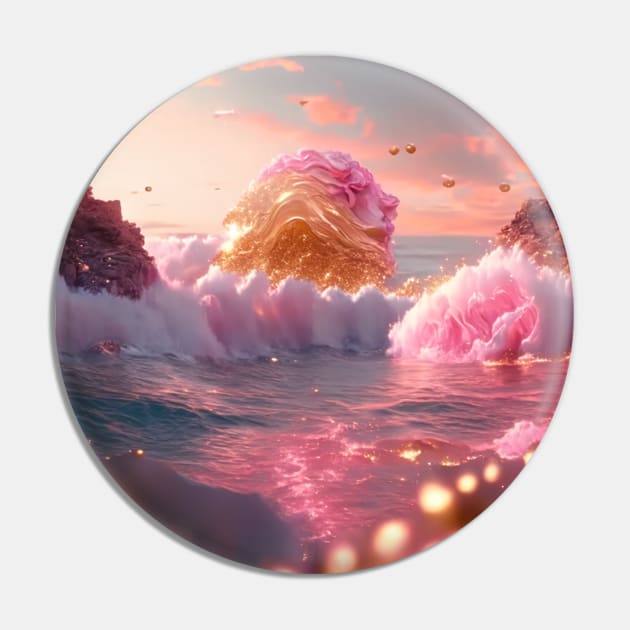 Golden and pink fantasy beach Pin by Lilbangdesigns