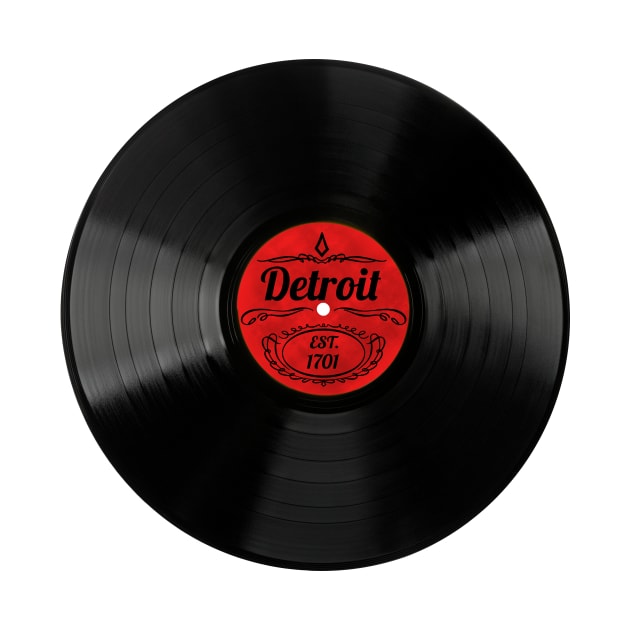 Detroit Gift Retro Musical Art Vintage Vinyl Record Design by Tennessee Design Studio