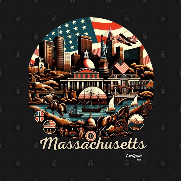 Boston's Revolutionary: Massachusetts' Legacy - American Vintage Retro style USA State by LollipopINC