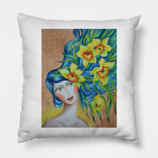 Spring Wind Watercolor Painting Pillow