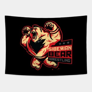 Siberian Bear Wrestling Tapestry