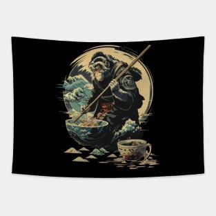 Traditional Japanese Monkey Ramen - The Great Wave Tapestry