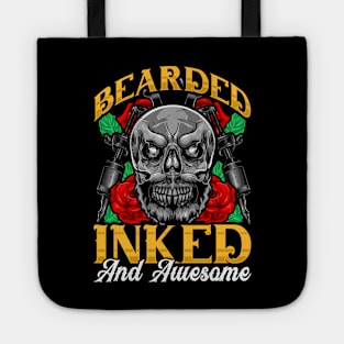 Bearded Inked And Awesome Funny Tattooed Dad Tote