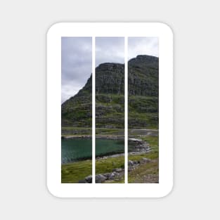 Wonderful landscapes in Norway. Nord-Norge. Beautiful scenery of Masoy coastline at Havoysund in the Troms og Finnmark. Cloudy day.  (vertical) Magnet