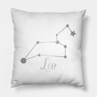 Leo Zodiac Constellation in Silver Pillow