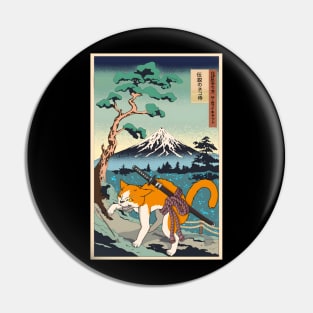 Samurai Cat Ukiyo e Pin