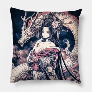 Geisha and Dragon 7820 Pillow