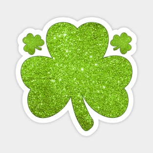 Lucky Irish Glitter Shamrock Clover Green Leaf St Pattys Day Magnet