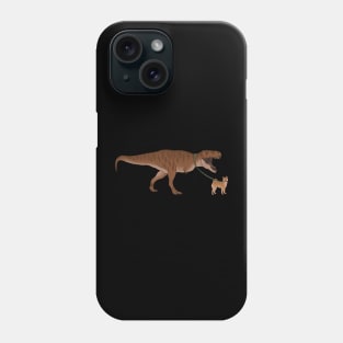 Funny Shiba Inu Dog walking T Rex Dinosaur Phone Case